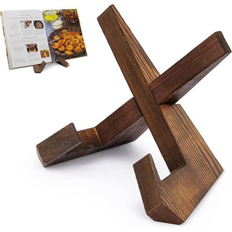 Tablet Reading Accessories - Ayarlanabilir Açılı Ahşap Belge Standı, Yemek